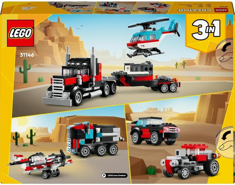 لگو 270 تکه سری Creator مدل Flatbed Truck with Helicopter کد 31146