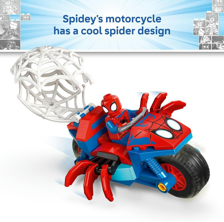 لگو 61 تکه سری Marvel مدل Spidey on his Motorcycle vs. Rhino کد 11206