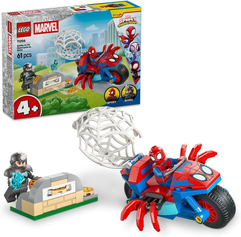 لگو 61 تکه سری Marvel مدل Spidey on his Motorcycle vs. Rhino کد 11206