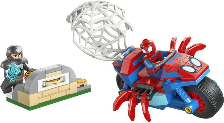 لگو 61 تکه سری Marvel مدل Spidey on his Motorcycle vs. Rhino کد 11206
