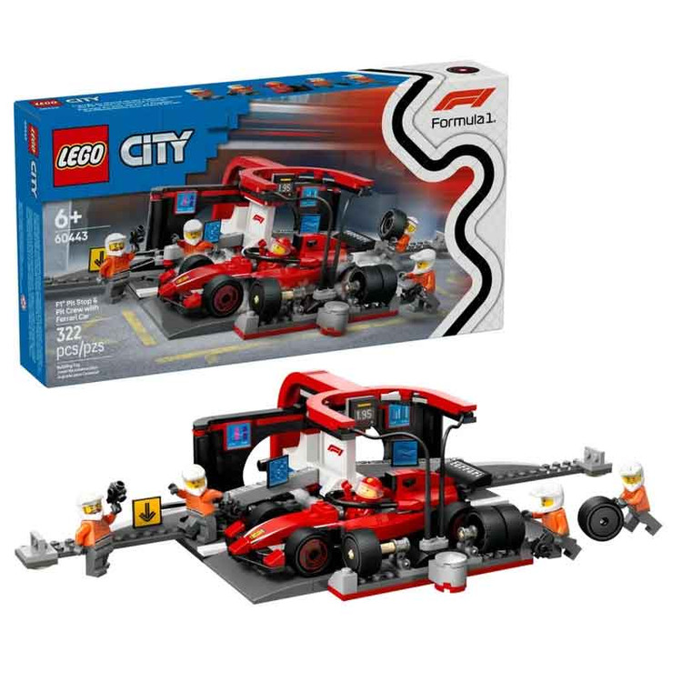لگو ۳22 تکه سری City مدل F1 Pit Stop & Pit Crew with Ferrari Car کد 604۴۳