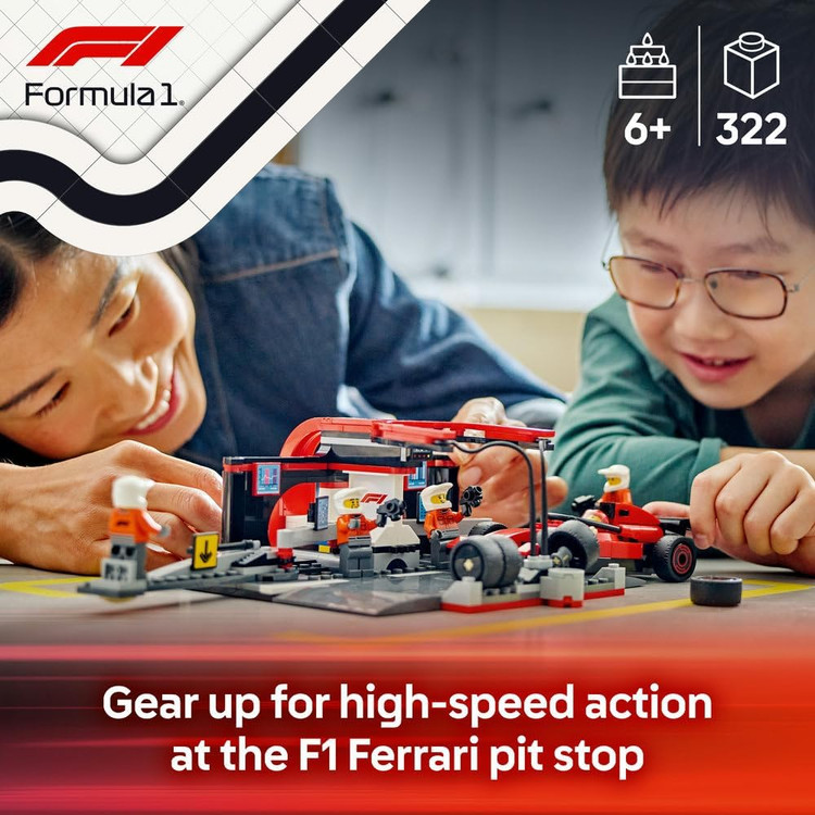 لگو ۳22 تکه سری City مدل F1 Pit Stop & Pit Crew with Ferrari Car کد 604۴۳